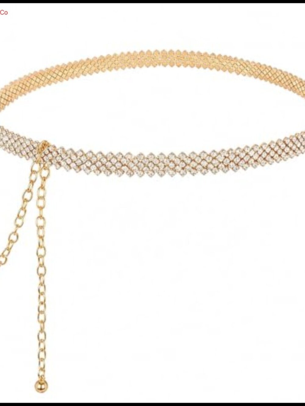 Rhinestone Chain Belt Gold-Tone Lobster Clasp Adjustable Waist Belt for Women